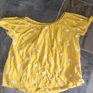 Girls Old Navy Short Sleeve Yellow Polka Dot Size Large (10/12)
